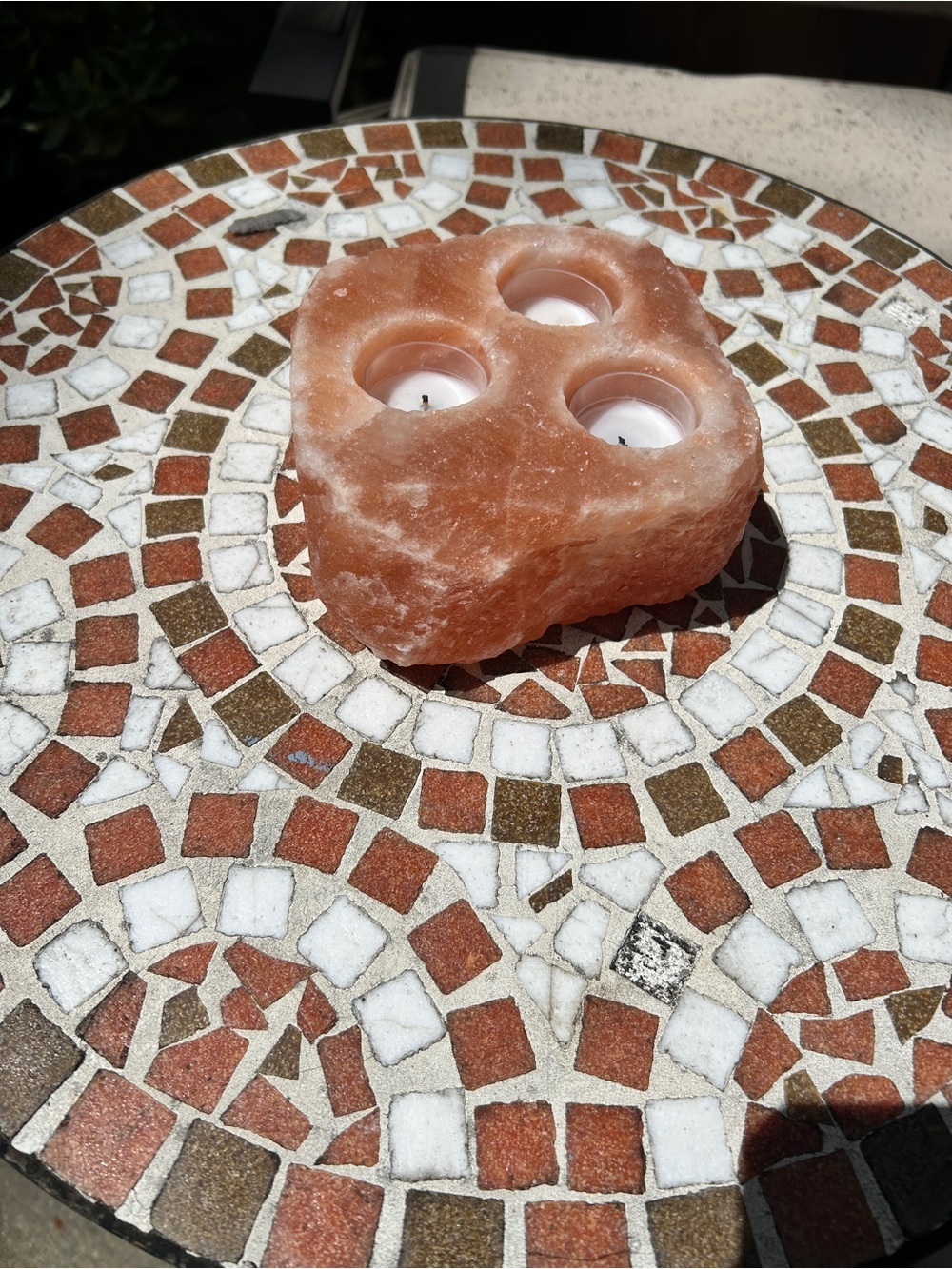 Himalayan Salt Tealight Holder - Orange Pink Block - Picture 2 of 4
